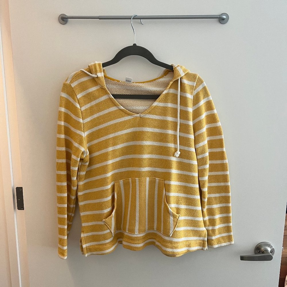 Yellow striped hooded sweatshirt